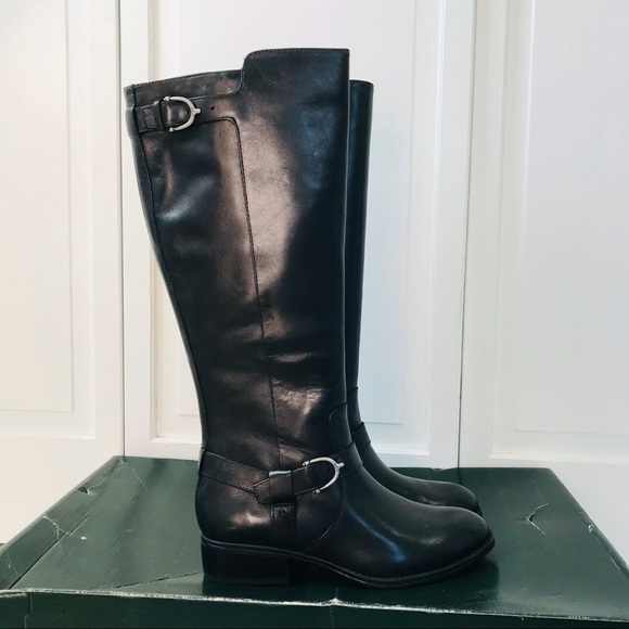 Price firm LAUREN RALPH LAUREN Black Margarite Burnished Calf Boots Size 5 - Picture 3 of 5
